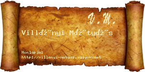 Villányi Mátyás névjegykártya